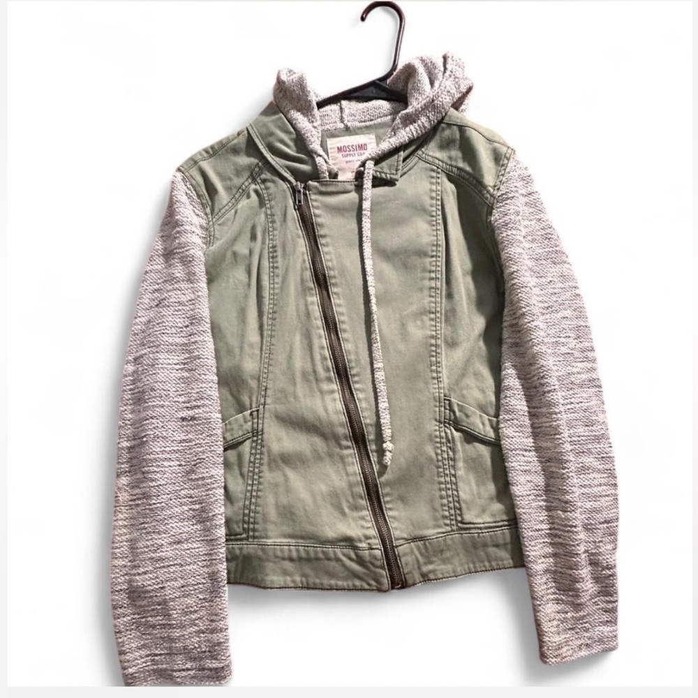 Mossimo Supply Co. Green and Gray Utility Jacket with Hood